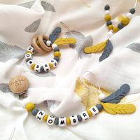 Pack 4 piezas •Gray & Mustard Feathers•