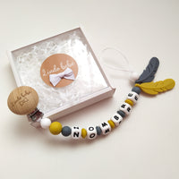 Pack 4 piezas •Gray & Mustard Feathers•